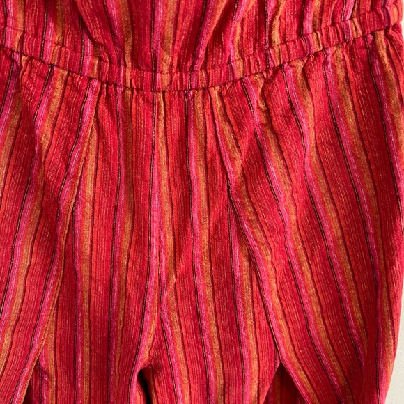 Drew Red Orange Stripe Emerson Jumpsuit Strapless Linen Blend Vacation Resort - Picture 6 of 10